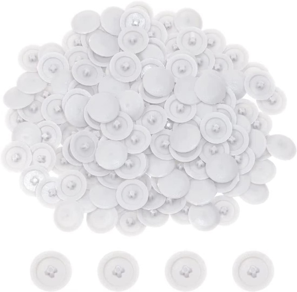 Mini Skater 200Pcs White Plastic Self-Tapping Screw Cap Covers, 7mm Diameter, Hard & Durable, Furniture Fittings