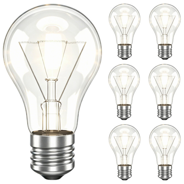 runquiz 100 watt Incandescent Light Bulbs, Rough Service Light Bulbs, a19 dimmable 100W Incandescent Bulb, Non led Edison A19 Clear Bulb, E26 Medium Base, Traditional/Vintage/Retro Style