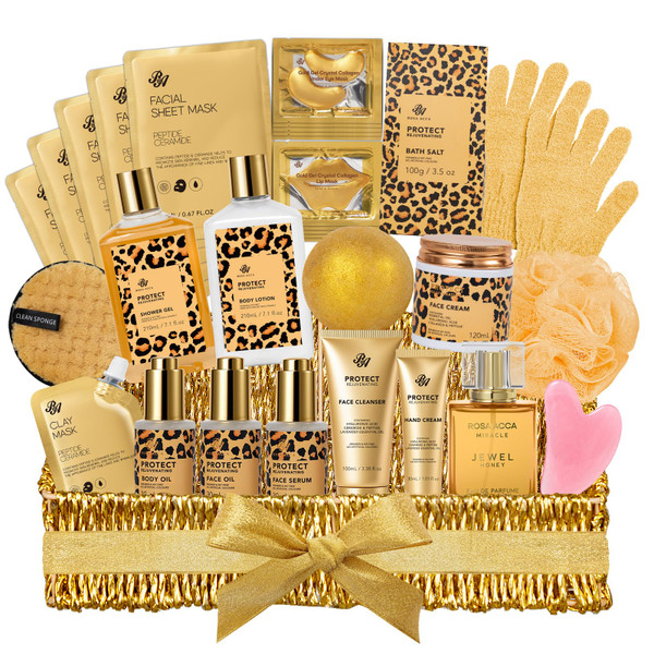 Gifts for Women, 32 Pcs Honey & Almond Bath & Body Gift Basket for Women