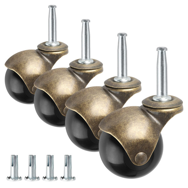 Apllamo 2" Ball Brass Casters Set of 4 5/16" Stem 1000 LBS Heavy Duty