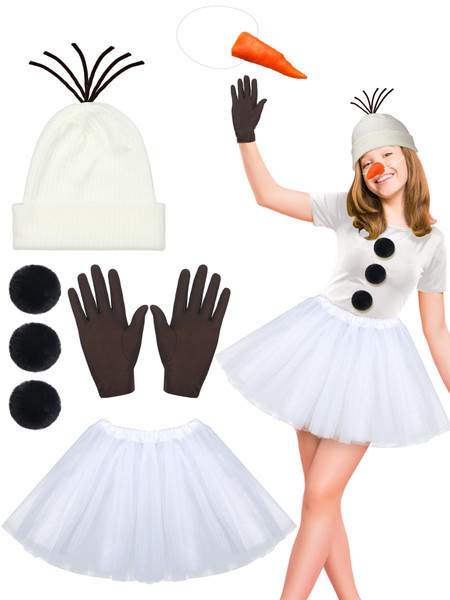 Yearntown 7 Pcs Halloween Snowman Costumes Set for Women Adult