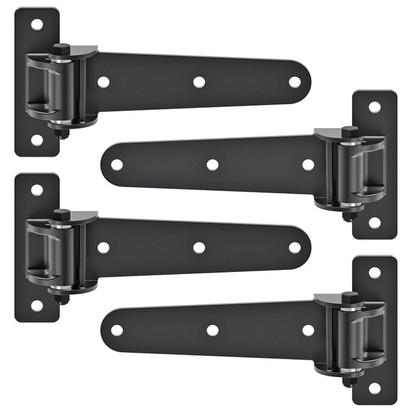 Insaga Heavy Duty Gate Hinges 1000 LBS, 13'' Strap Hinges with Ball Bearings, 6mm Thick Carbon Steel Weld-On or Bolt-On Hinges, 180° One Way Open for Barn Farm Fence Shed Garden Gates (4Pcs, Black)