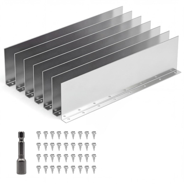 6 Pcs Gutter Valley Splash Guards, Stainless Steel Rain Gutter Diverter with 50 Pcs Matching Gutter Screws, Roofing Gutter Guard for House Shingle Roofs(Straight Style)