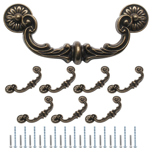 Uenhoy 8 Pack Vintage Drawer Pulls 6 in Hole Center Drop Bail Cabinet Pulls