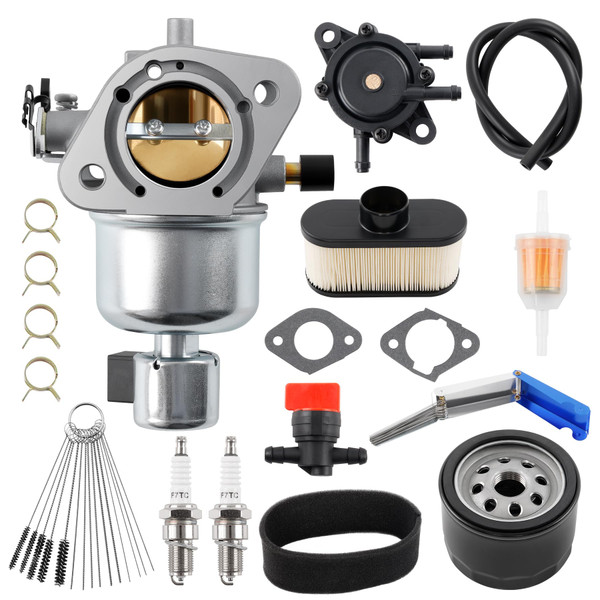 Carburetor Compatible with Kawasaki FR651V FS651V FR691V FS691V Engine, Replaces #15004-7062,15004-0828, 15004-0829, 15004-0986,15004-0985, with Air Filter Fuel Pump Spark Plugs Full Tune Up Kit