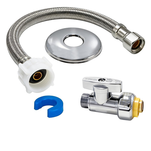 TTFLEX 12" Toilet Hose Kit 3/8" COMP x 7/8" BC Add 1/2" Push Shut Off Valve