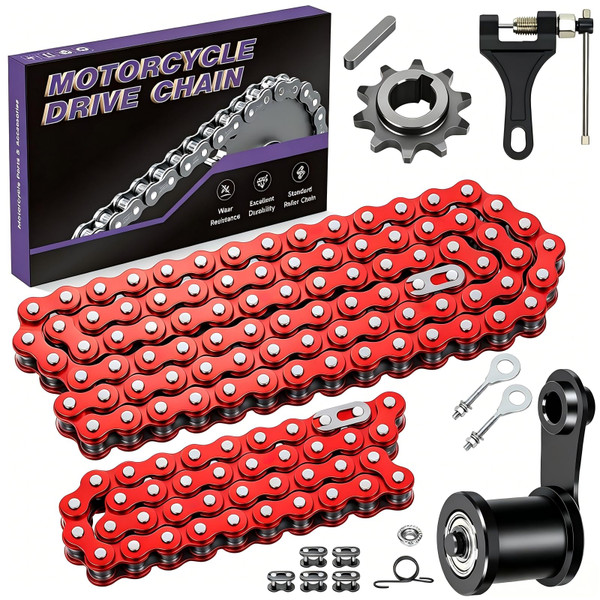 CILOYU Red 420 Chain with 42 and 90 Links for Mini Bike CT200U MB200 BT200X