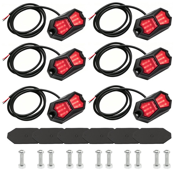 MDEOOSKY 6 Pods Red Rock Lights 18 LEDs Chips Waterproof Underglow Wheel Well Pods, Exterior Side Lamps for Car Truck ATV UTV SUV Motorcycle, Red Color