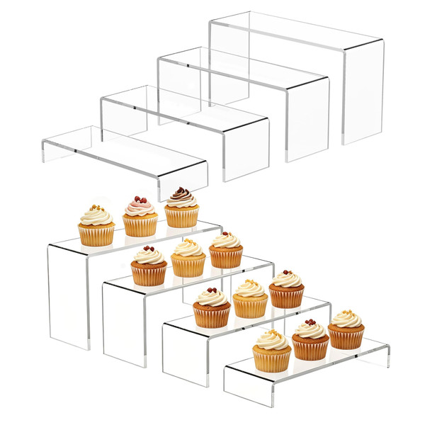 YestBuy Stackable Clear Display Risers, 8 Pcs Acrylic Cupcake Stands for Party-Farmhouse Food Display for Buffet, Vendor Events, Wedding & Birthday