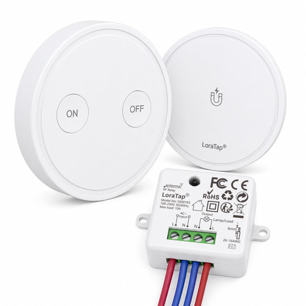 LoraTap Remote Light Switch Kit: No wall wiring required 120V AC