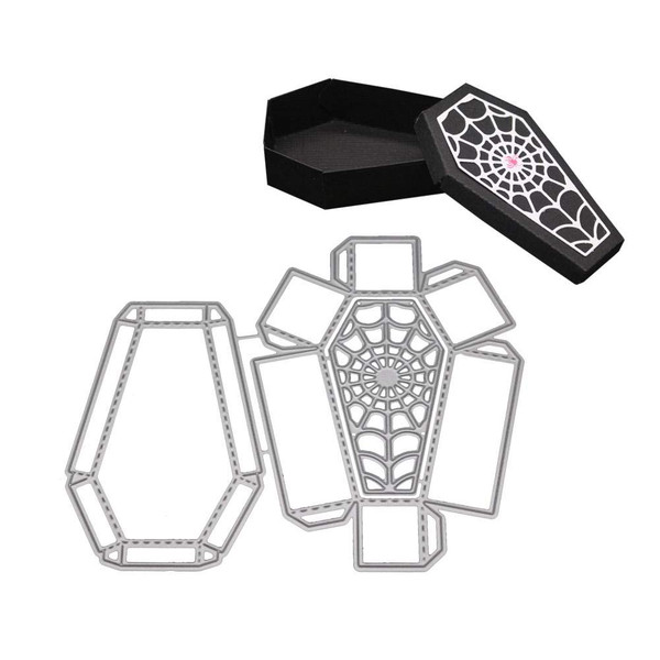 1 Pcs Halloween Coffin Cutting Dies,Box Die Cuts,DIY Scrapbooking Artist Metal Cutting Dies Stencils Template for DIY Scrapbook Album Paper Card Making Size 13.2x11.3CM /5.19x4.44 inch