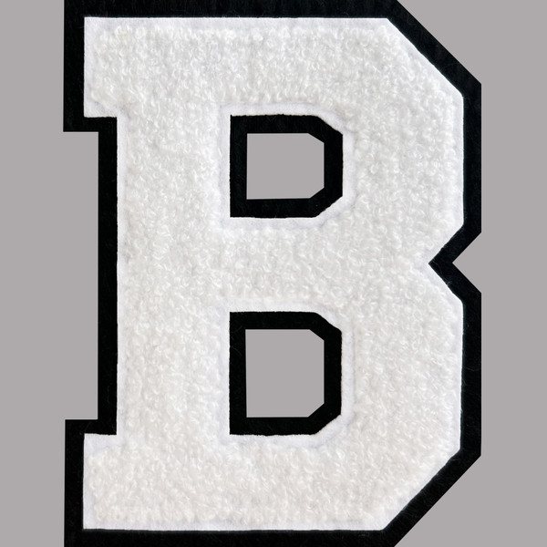 SOYCEV 4.5" Varsity Letter Patches Chenille Iron on Letters Large Letterman Jacket Patches for Clothing/Jacket/Varsity/Bag (White, B)