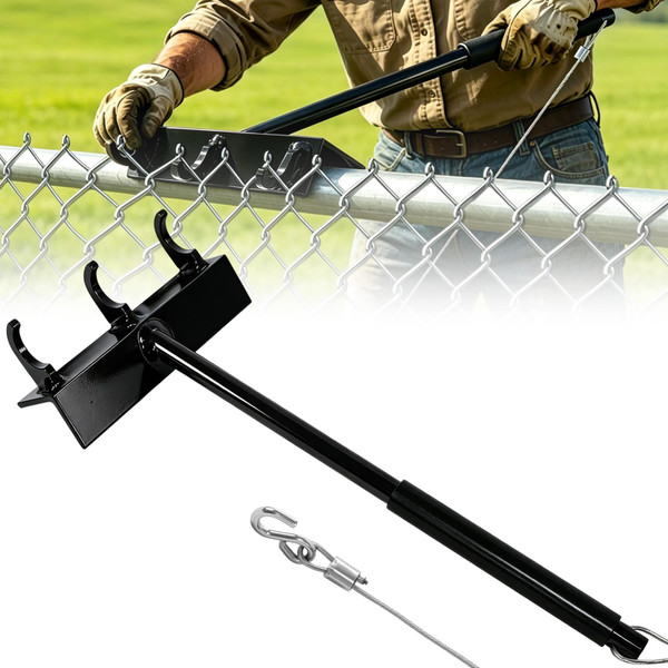 Meyoppm Heavy Duty Chain Link Fence Top Rail Stretcher Tool with 3 Hooks