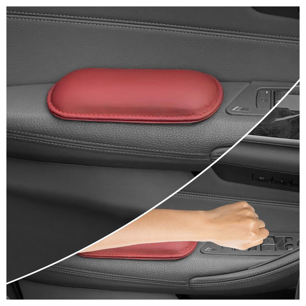 Stacool 2PCS Car Door Armrest Pads,Soft Leather+Memory Foam Car Knee Pads for Arm Support&Protect Elbow and Knee,Universal Car Elbow Pads Car Accessories Interior for Most Vehicles (Red)