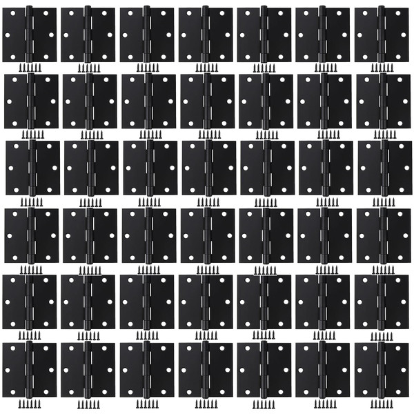Allucky Matte Black 42 Pack 3x3 Inch Interior Door Hinges for Square Corners