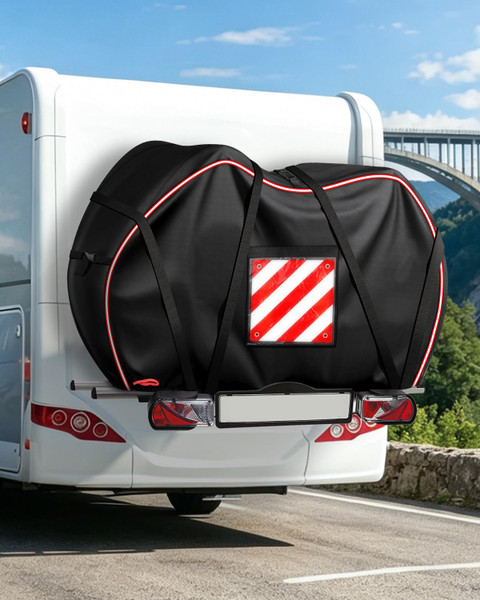 Bike Cover for Transport 2 Bikes on Rear Rack，420D Heavy Duty Waterproof Bike Rack Covers,Tear-Resistant Hitch Rack Bicycle Transport Covers for 2 Bikes with Reflective Strips & Straps