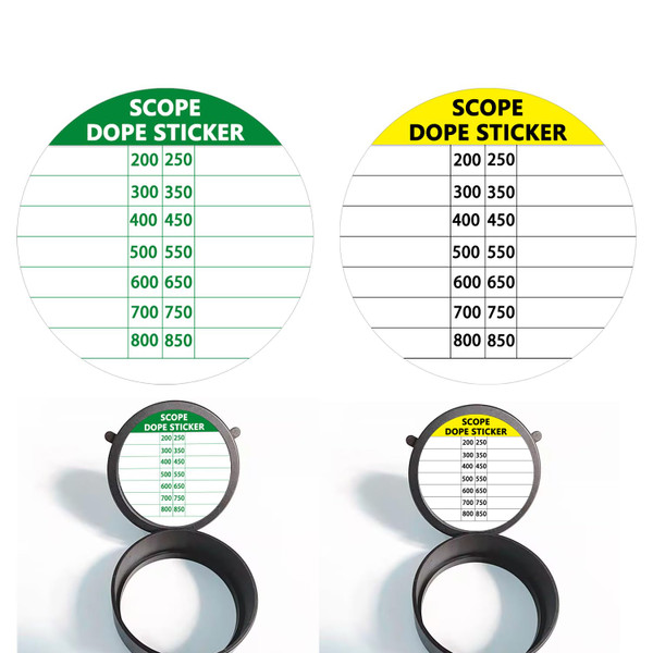 100 Pcs Scope DOPE Sticker Pack,1.5 Inch Writable Removable Self Adhesive Labels for Long-Range Shooting Rifle, Fits Most Scope Caps