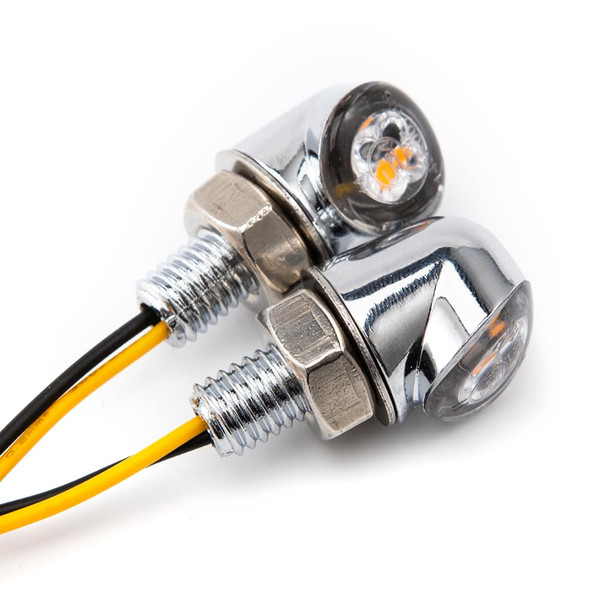 evomosa 8mm Mini Motorcycle LED Turn Signal Light DRL Aluminium Indicator Front Rear Light Tail Brake Lamp For Cafe Racer Bobber Chopper (Silver)