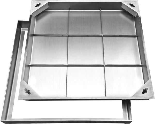 "24X24X2.4 Inch Invisible Stainless Steel Manhole Cover and Frame | Recessed Squa Style: 24In×24In, Color: Stainless Steel"