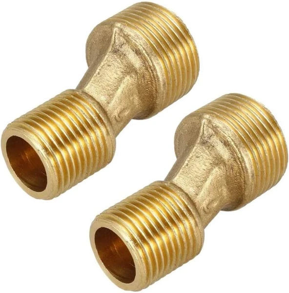 "2PCS Solid Brass Bend Angle Adapter Faucet Adapter, 3/4” G X 1/2"" G Male Thread Size: 1.8"""