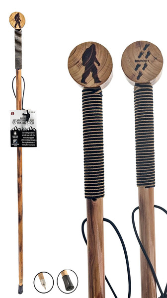 SE 55-Inch Bigfoot Stamped Hard Pine Hiking, Walking, Trekking Stick with Metal Reinforced Rubber Tip (WS637-55RH-BP)