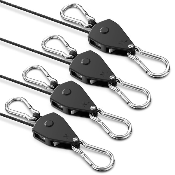 Retractable Heavy Duty Ratchet Tie Down Straps 1/8" 4 Pack, 8ft Tie-Down