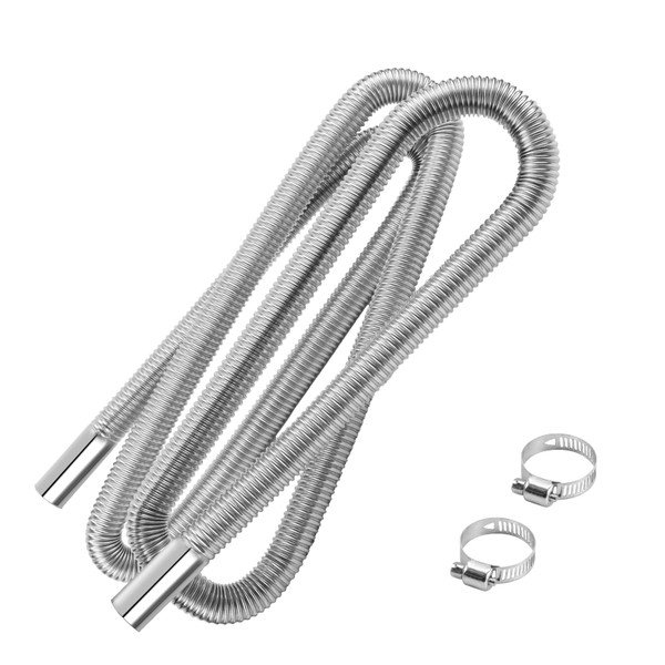 1 inch Stainless Steel Exhaust Hose, 98.4" Flexible Exhaust Pipe,Diesel Heater Flexible Exhaust Tubing with 2 Hose Clamps Generator Exhaust Hose Parking Air Heater Fuel Tank Diesel Gas