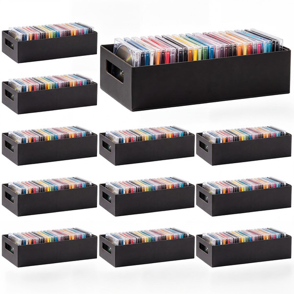 Fuyoooo 12 Pack CD Storage Boxes Corrugated Cardboard CD Case Holder Bulk