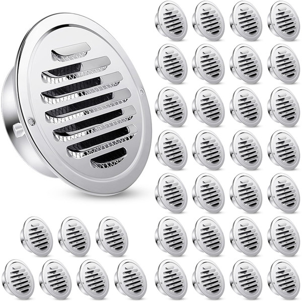 Zonon 36 Pcs 4 Inch Soffit Vents Round Vent Cover Stainless Steel, Silver