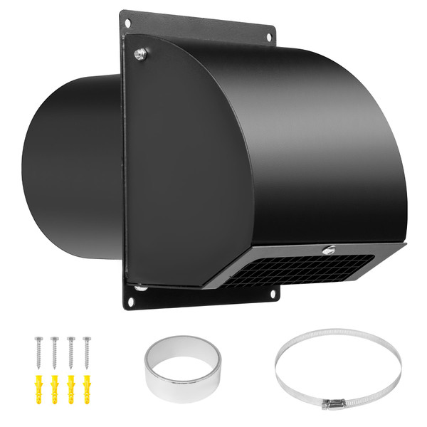 Neoaider 10 Inch Hooded Wall Vent Cover with Screen and Damper, Black
