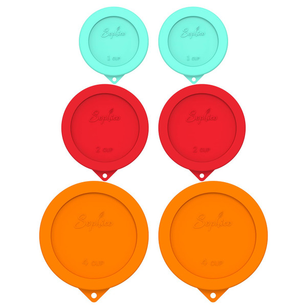 SOPHICO Round Silicone Lids Replacement for Pyrex/Anchor Hocking Glass 6Pk
