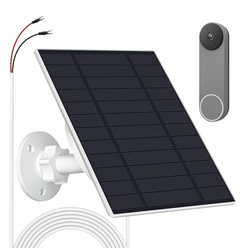 Solar Panel for Security Camera Outdoor, 10W Video Doorbell Solar Panel Charger for Nest for Doorbell 2K 2 3, IP66 Water Proof, 360° Adjustable Bracket (CSP4W-O-W)
