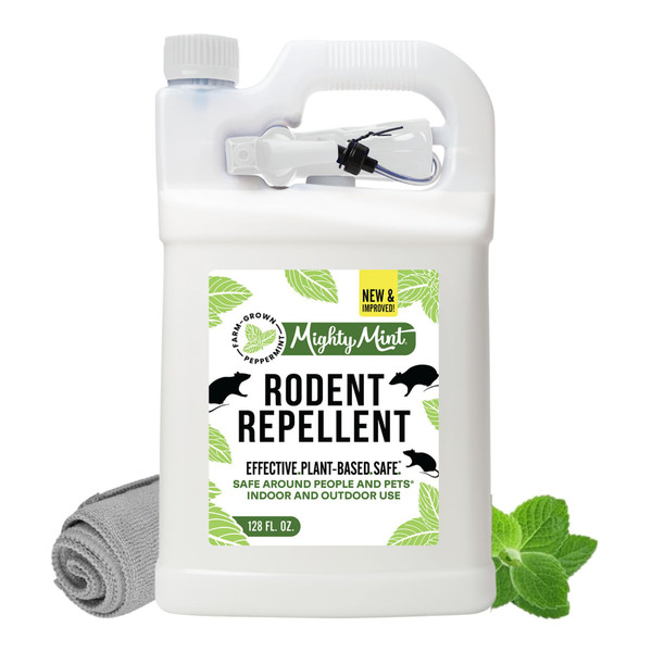 Mighty Mint Peppermint Oil Rodent Repellent Spray, 1 Gallon (128 oz)