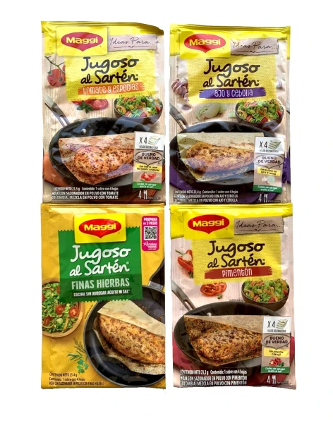 4-Pk Maggi Jugoso Al Sarten 4 Hojas Maggi Seasoning 4 Sheets 23.2G/.8Oz