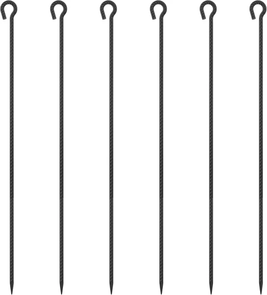 "48 Inch Rebar Stakes 1/2"" Diameter 6 Pack Steel Ground Anchors with Loop | Extra Size: Q-48""X1/2""-6Pcs"