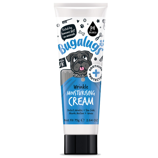 BUGALUGS Wrinkle cream for Bulldogs, French Bulldogs, wrinkly dogs & cats. For itchy wrinkle folds, tear stains & tail pockets, anti-itch & itchy dog skin relief. Great itch remedies for dogs 75g