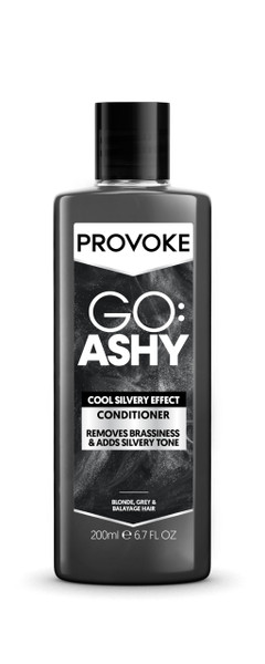 PROVOKE Go Ashy Conditioner 200ml, Remove Brassiness & Adds Silvery Tone to Hair, Formulated with Triple Toning Technology, Turn Warm & Brassy Hair to Cool & Ashy