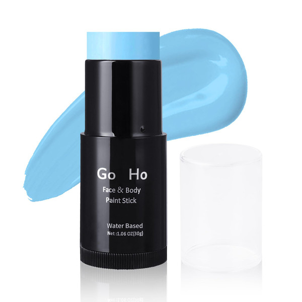 Go Ho Light Blue Face Paint Stick Washable (1.06 Oz),Water Based Pale Blue Face Body Paint,Full-coverage Cream Blue Body Paint for Halloween Cosplay SFX Corpse Bride Sally Makeup