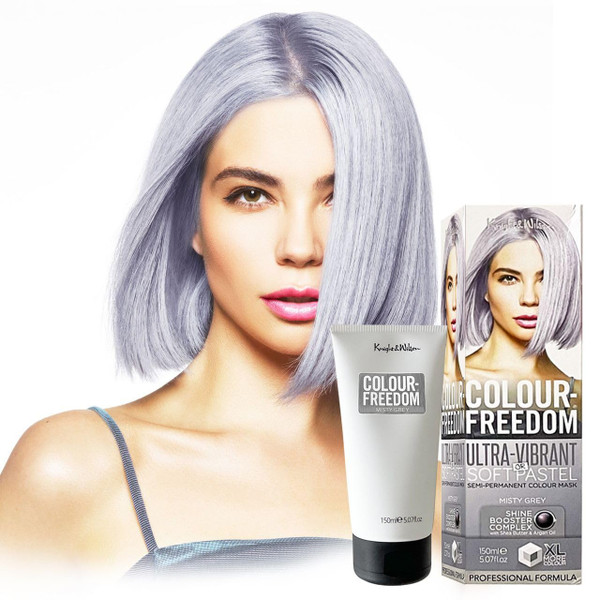 Knight & Wilson Colour-Freedom 150ml Misty Grey Semi-Permanent Hair Colour - Ultra-Vibrant Vegan Friendly Colour Mask with Shine Booster Complex - Ammonia Free Colour Lasts Up To 6-10 Washes
