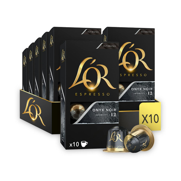 L'OR Espresso Onyx Coffee Pods x10 Intensity 12 (Pack of 10, Total 100 Capsules)