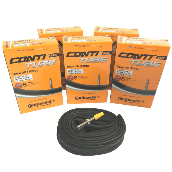 Continental Race 28 700 x 20-25c Bike Inner Tubes - Presta 42mm Valve (Pack of 5)