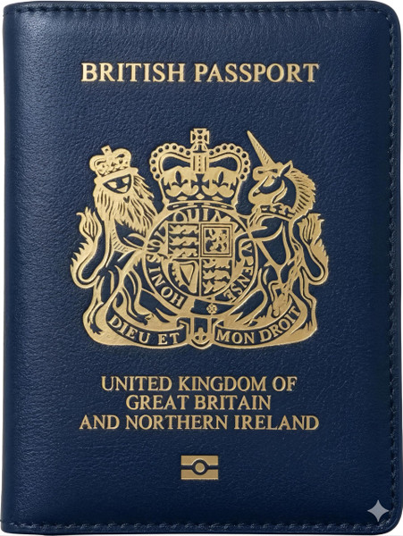 MOIRENTO UK Passport Holder Cover Wallet, RFID Blocking Leather, Navy Blue