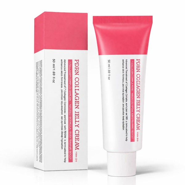 Salmon Dna Pdrn Pink Collagen Jelly Cream, PDRN Collagen Cream, Pdrn Moisturiser for Glass Skin Glow, Lightweight Moisturising Cream Uneven Skin Tone, Glow hydration, Korean SkinCare Base Under Makeup