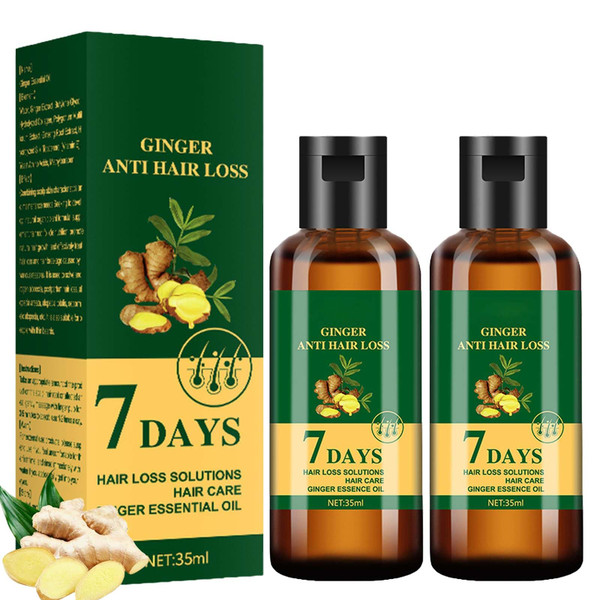 2pcs Ginger Anti Hair Loss Oil - 7 Day | Essential Oil for Hair Growth, Nourishes Hair Roots | Stronger, Thicker, Longer Hair | 2 x 35ml