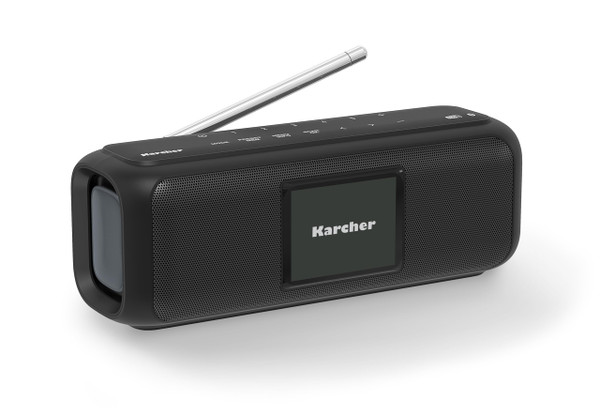 Karcher DAB Go Portable Bluetooth Speaker & Digital Radio DAB+ / FM Radio with 2.4 Inch Colour Display/Alarm Clock / 5 Watt Stereo Sound/USB-C/Battery, Black