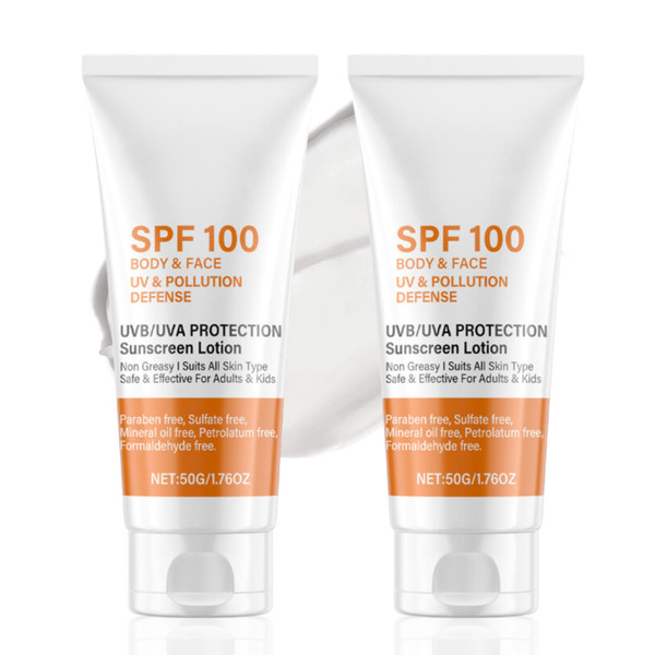 2pcs Sunscreen Spf 100 - Face Sunscreens - Waterproof Spf 100 Moisturiser for Body Care - UVB/UVA Protection Sun Cream - Factor 100 Faces Creams