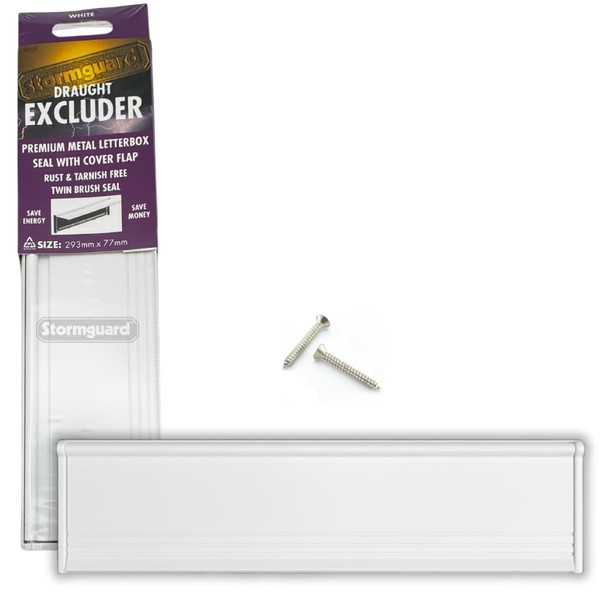 Letter Box Cover with Brush & Flap for Internal OR External Use - White Finish