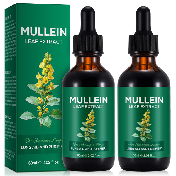 Mullein Leaf Extract Drops with Chlorophyll Support Lung Health, Daily Immune, Respiratory Health -60ml(2pcs)