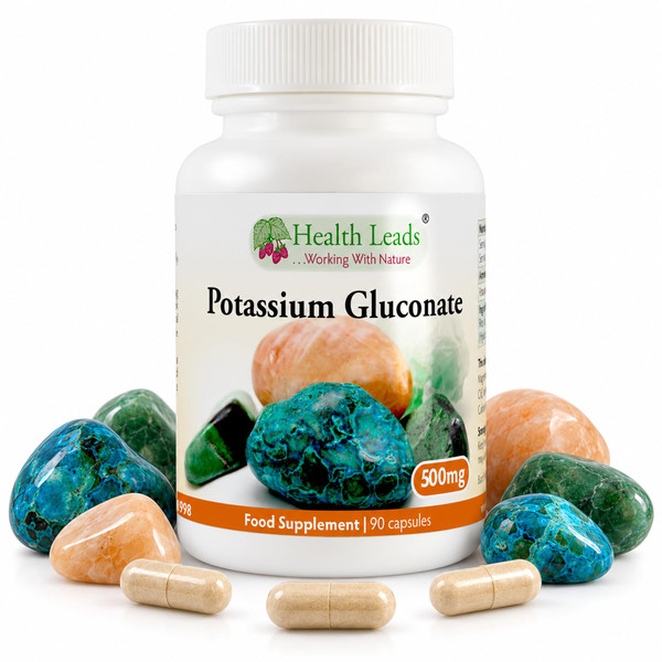 Potassium Gluconate 500mg | 83mg Elemental | 90 Caps | Health Leads