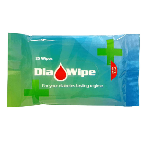 Dia-Wipe Diabetes Finger Testing Wipes – 10 Packs of 25 Wipes – Alcohol-Free, Fragrance-Free, Gentle for Accurate Blood Glucose Testing, Travel-Friendly & Hypoallergenic